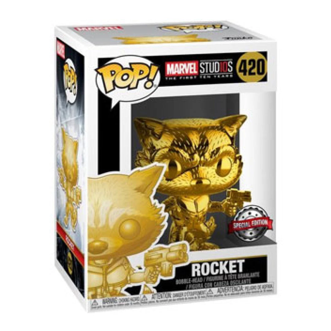 Gametraders Rouse Hill Marvel Studios - 10th Anniversary Rocket Raccoon Gold Chrome US Exclusive Pop! Vinyl 4 Gametraders Rouse Hill Marvel Studios - 10th Anniversary Rocket Raccoon Gold Chrome US Exclusive Pop! Vinyl