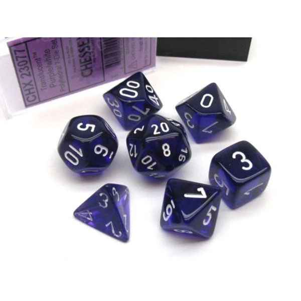 Gametraders Rouse Hill Board Games CHX 23077 Translucent Polyhedral Purple/White 7-Die Set 3 Gametraders Rouse Hill Board Games CHX 23077 Translucent Polyhedral Purple/White 7-Die Set