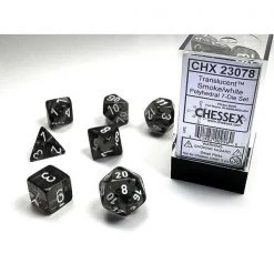 Gametraders Rouse Hill Board Games CHX 23078 Translucent Polyhedral Smoke/White 7-Die Set