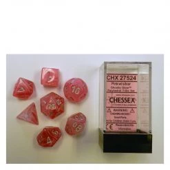 Gametraders Rouse Hill CHX 27524 Ghostly Glow Pink/Silver 7-Die Set Board Games