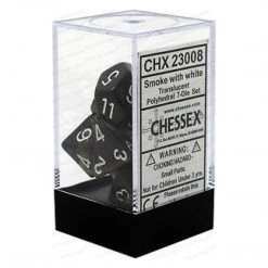 Gametraders Rouse Hill Board Games CHX 23078 Translucent Polyhedral Smoke/White 7-Die Set