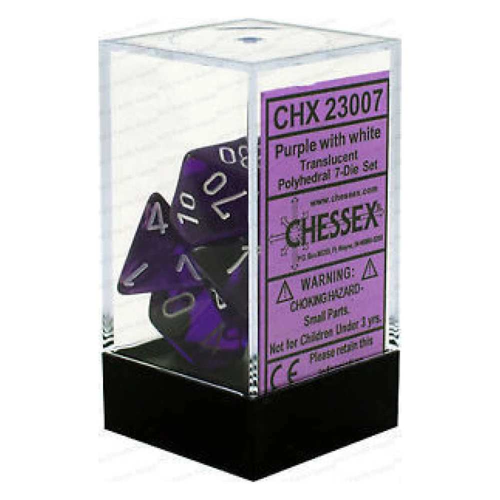 Gametraders Rouse Hill Board Games CHX 23077 Translucent Polyhedral Purple/White 7-Die Set 4 Gametraders Rouse Hill Board Games CHX 23077 Translucent Polyhedral Purple/White 7-Die Set