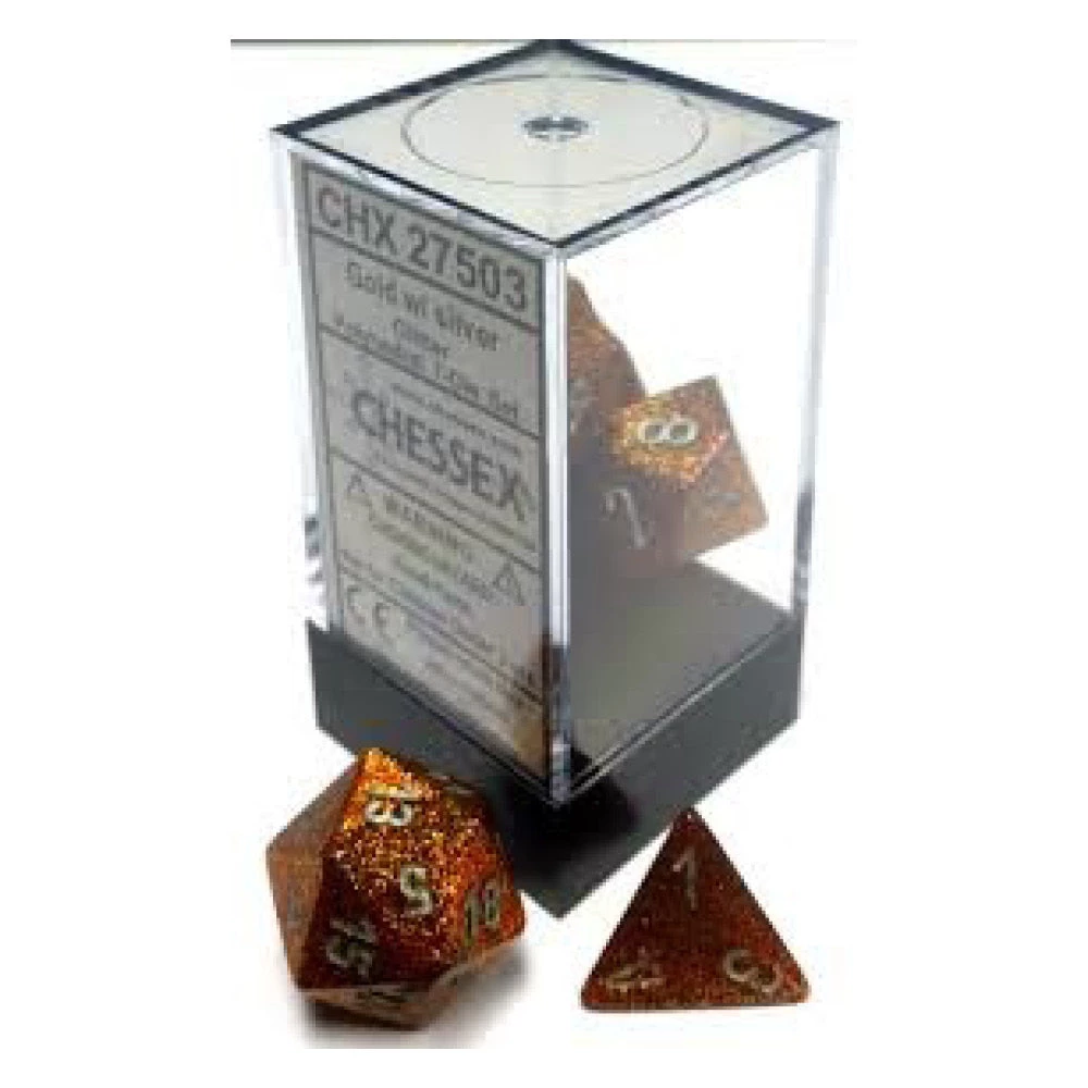 Gametraders Rouse Hill Board Games CHX 27503 Glitter Gold/Silver 7-Die Set