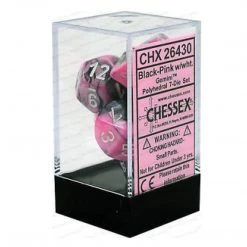 Gametraders Rouse Hill Gemini Polyhedral Black-Pinkwhite 7-Die