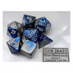Gametraders Rouse Hill CHX 26423 Gemini Polyhedral Blue-Steel/White 7-Die Set 6 Gametraders Rouse Hill CHX 26423 Gemini Polyhedral Blue-Steel/White 7-Die Set