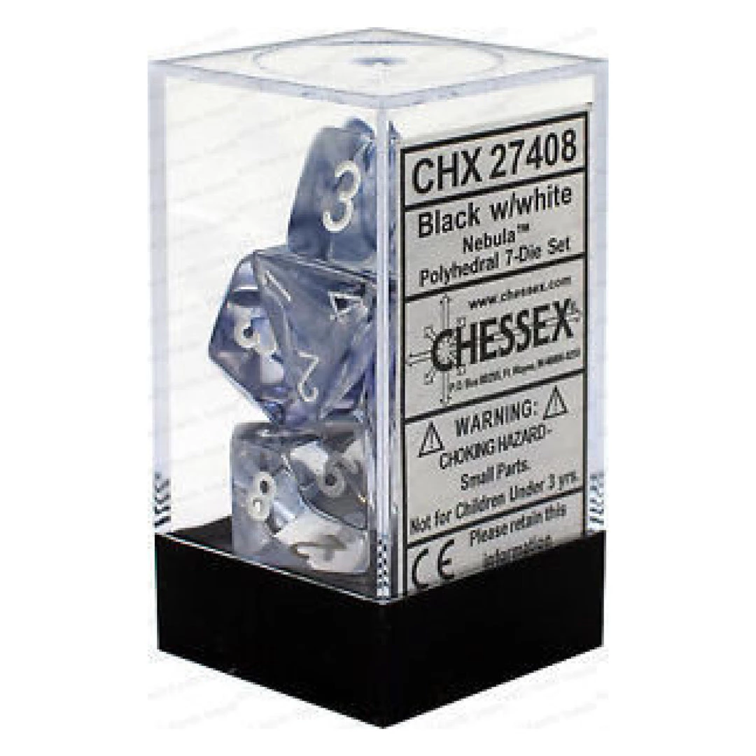 Gametraders Rouse Hill CHX 27408 Nebula Black/white 7-Die Set Board Games 4 Gametraders Rouse Hill CHX 27408 Nebula Black/white 7-Die Set Board Games