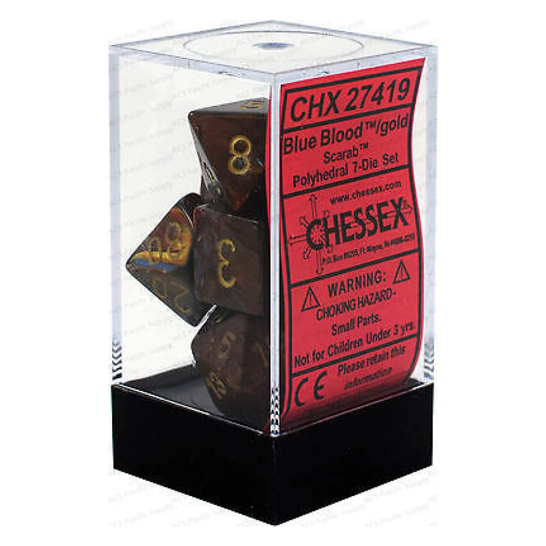 Gametraders Rouse Hill CHX 27419 Scarab Blue Blood /gold 7-Die Set Board Games 4 Gametraders Rouse Hill CHX 27419 Scarab Blue Blood /gold 7-Die Set Board Games