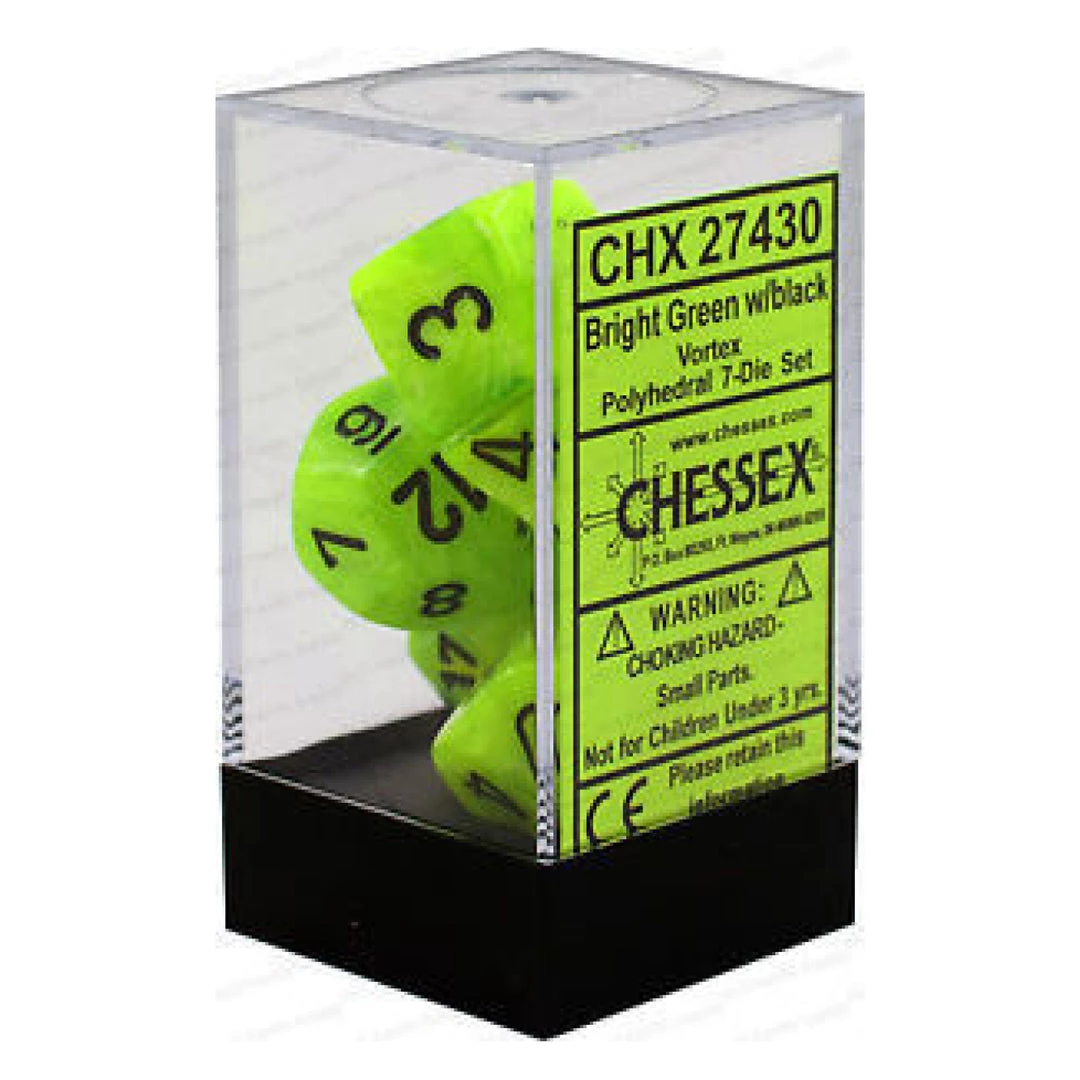 Gametraders Rouse Hill CHX 27430 Vortex Bright Green/black 7-Die Set Board Games 4 Gametraders Rouse Hill CHX 27430 Vortex Bright Green/black 7-Die Set Board Games