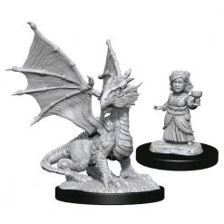 Gametraders Rouse Hill Dungeons & Dragons - Nolzur's Marvelous Unpainted Minis: Silver Dragon Wyrmling & Halfling