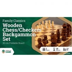 Gametraders Rouse Hill Board Games LPG Wooden Folding Chess/Checkers/Backgammon Set 30cm