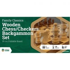 Gametraders Rouse Hill Board Games LPG Wooden Folding Chess/Checkers/Backgammon Set 35cm