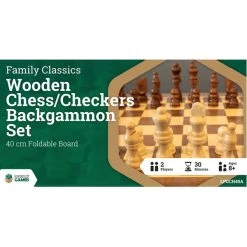 Gametraders Rouse Hill Board Games LPG Wooden Folding Chess/Checkers/Backgammon Set 40cm