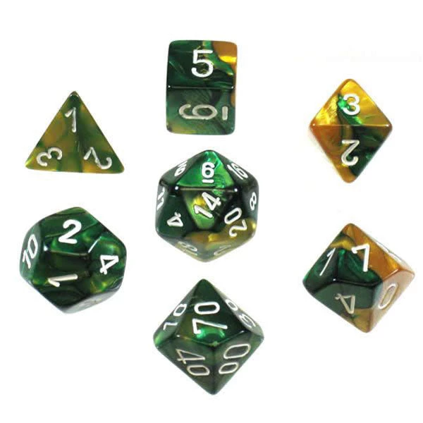 Gametraders Rouse Hill CHX 26425 Gemini Gold-Green/White 7-Die Set Board Games 3 Gametraders Rouse Hill CHX 26425 Gemini Gold-Green/White 7-Die Set Board Games