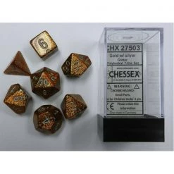 Gametraders Rouse Hill Board Games CHX 27503 Glitter Gold/Silver 7-Die Set