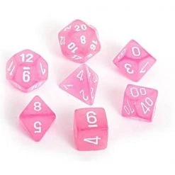 Gametraders Rouse Hill CHX 27464 Frosted Pink/white 7-Die Set Board Games