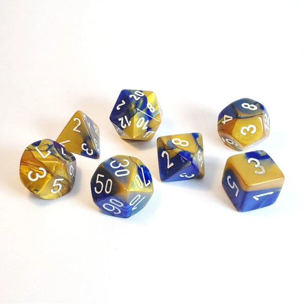 Gametraders Rouse Hill CHX 26422 Gemini Polyhedral Blue-Gold/White 7-Die Set Board Games 3 Gametraders Rouse Hill CHX 26422 Gemini Polyhedral Blue-Gold/White 7-Die Set Board Games