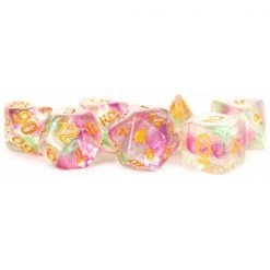 Gametraders Rouse Hill Board Games MDG Unicorn Resin Polyhedral Dice Set - Celestial Blossom