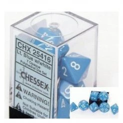Gametraders Rouse Hill Board Games CHX 25416 Opaque Polyhedral Light Blue/white 7-Die Set