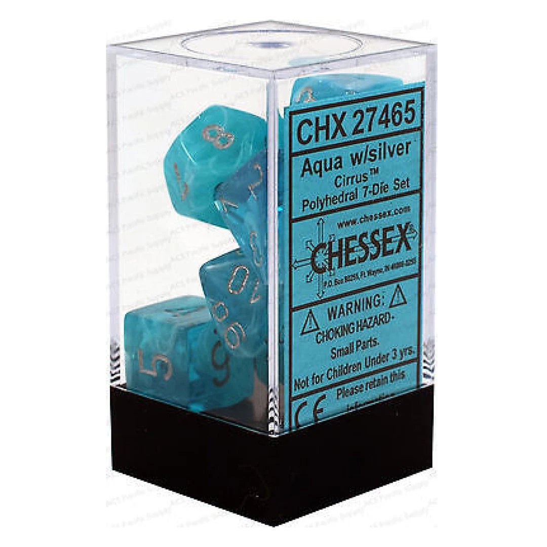 Gametraders Rouse Hill Board Games CHX 27465 Cirrus Aqua/silver 7-Die Set 4 Gametraders Rouse Hill Board Games CHX 27465 Cirrus Aqua/silver 7-Die Set