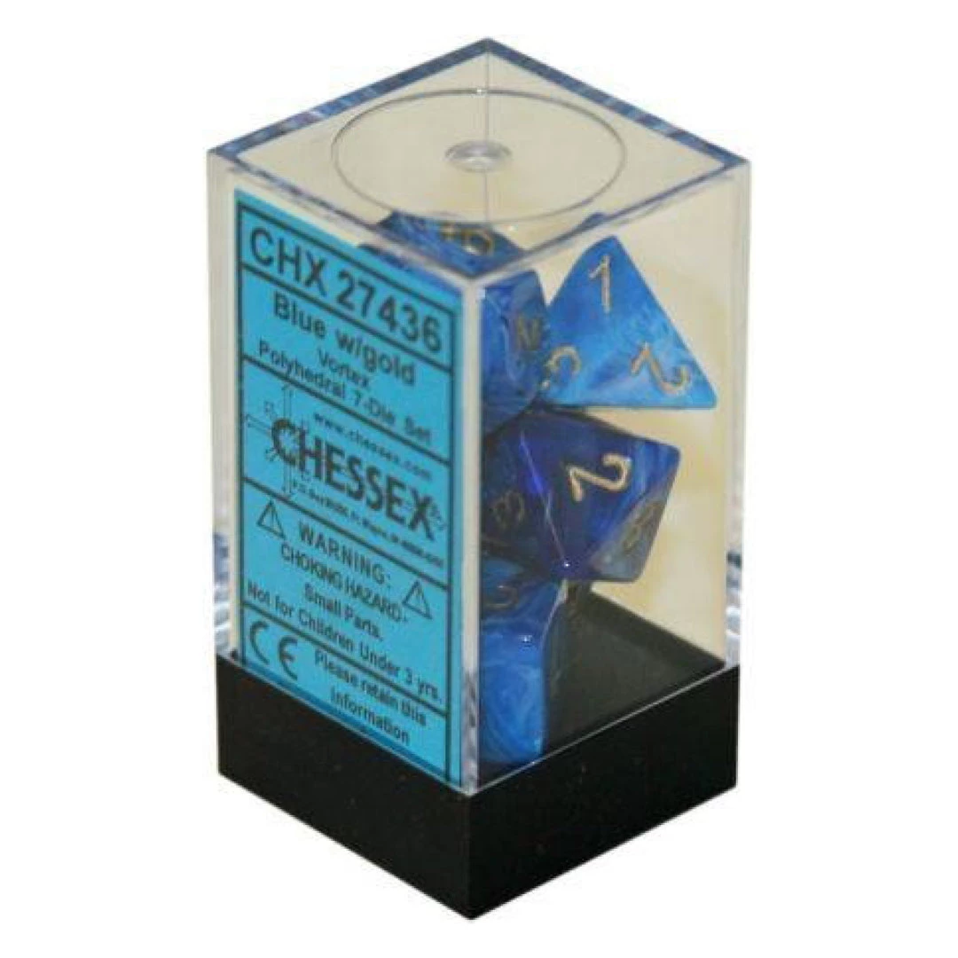 Gametraders Rouse Hill CHX 27436 Vortex Blue/gold 7-Die Set Board Games 4 Gametraders Rouse Hill CHX 27436 Vortex Blue/gold 7-Die Set Board Games